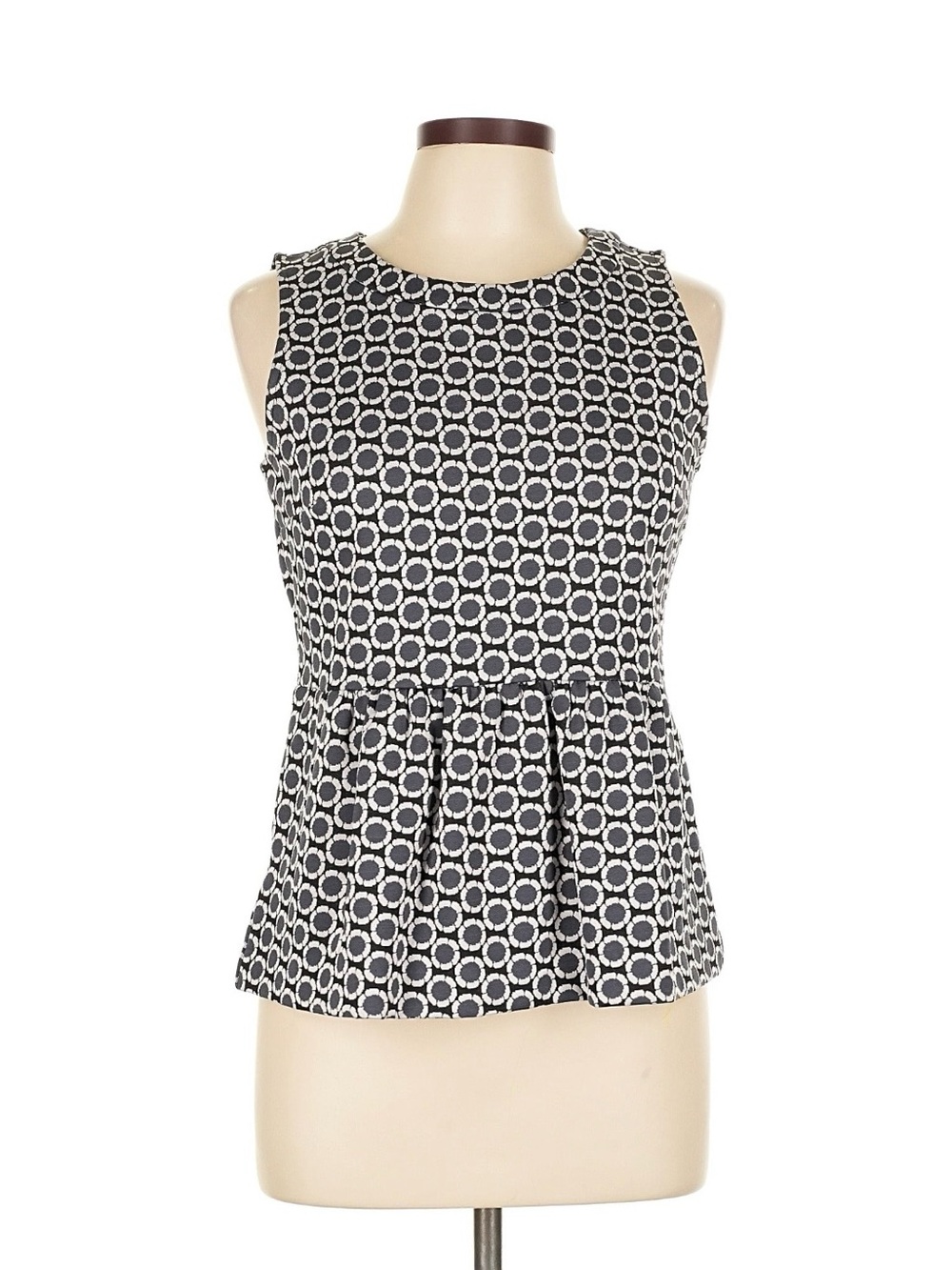 Ann Taylor Sleeveless Black and White Geometric Peplum Top Size Medium